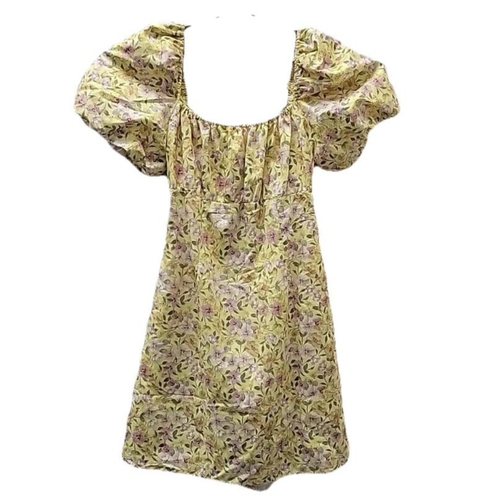 NEW Gianni Bini Balloon Sleeve Squareneck Mini Dress‎ L Ditsy Floral Cottagecore